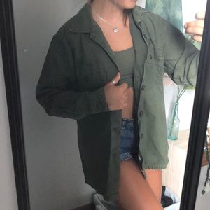 Vintage Army green button up oversized shirt